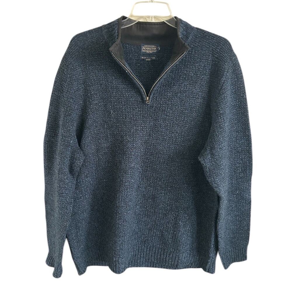 Pendleton Shetland Wool 1/4 Zip Sweater Mens XXL Blue Pullover Outdoor EUC